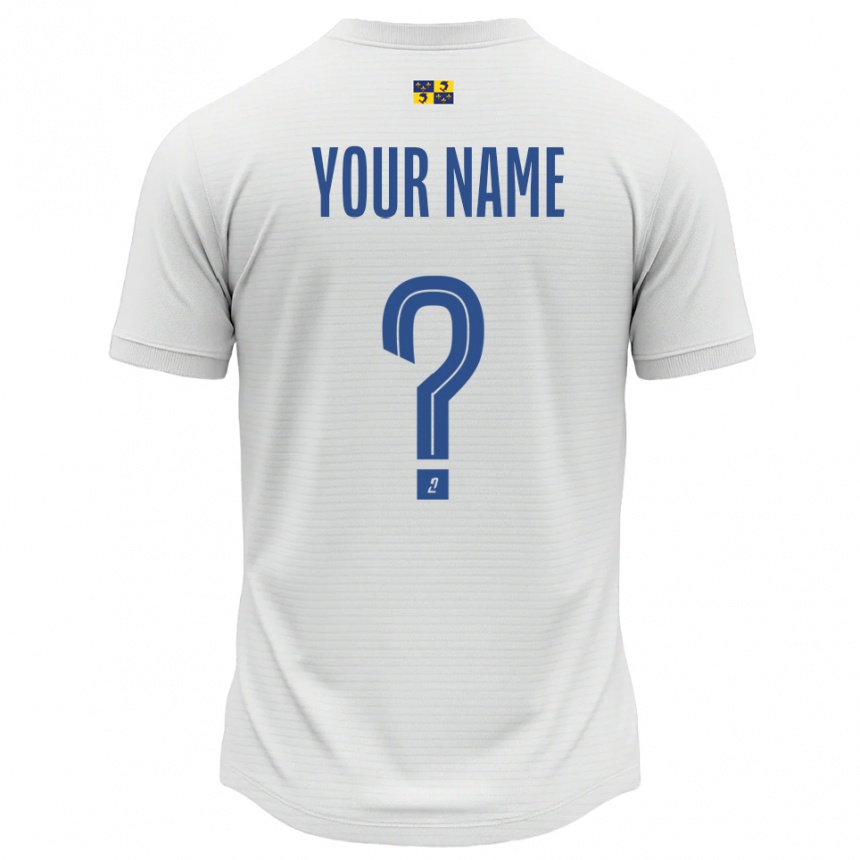 נשים כדורגל השם שלך #0 לבן כחול הרחק ג'רזי 2025/26