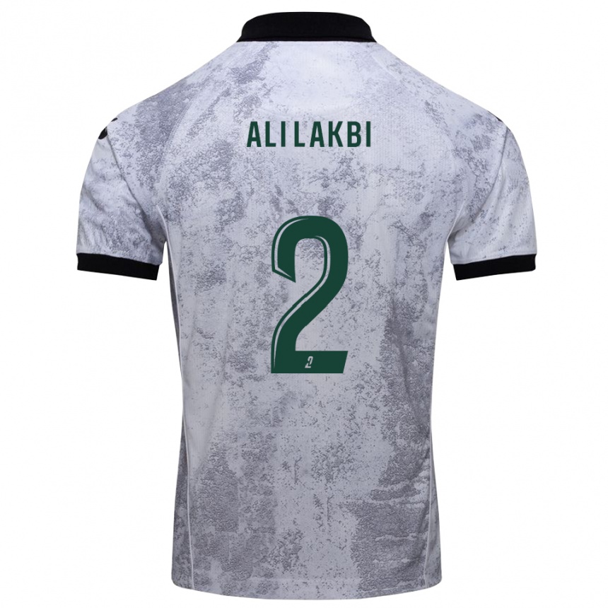 נשים כדורגל Mohamed Ali Lakbi #2 לבן שחור הרחק ג'רזי 2025/26