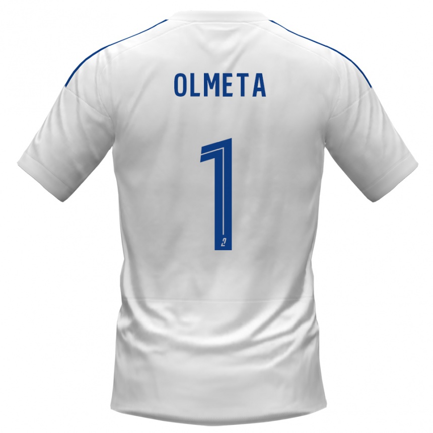 נשים כדורגל Lisandru Olmeta #1 לבן כחול הרחק ג'רזי 2025/26