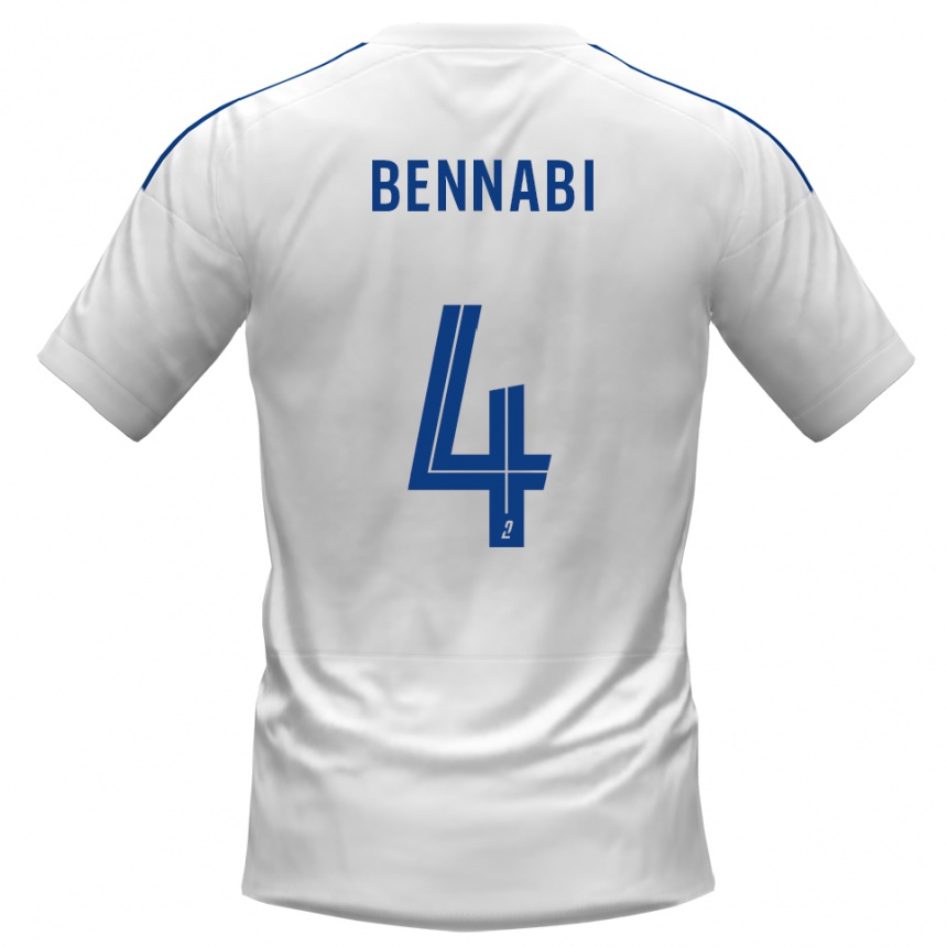 נשים כדורגל Rayan Bennabi #4 לבן כחול הרחק ג'רזי 2025/26