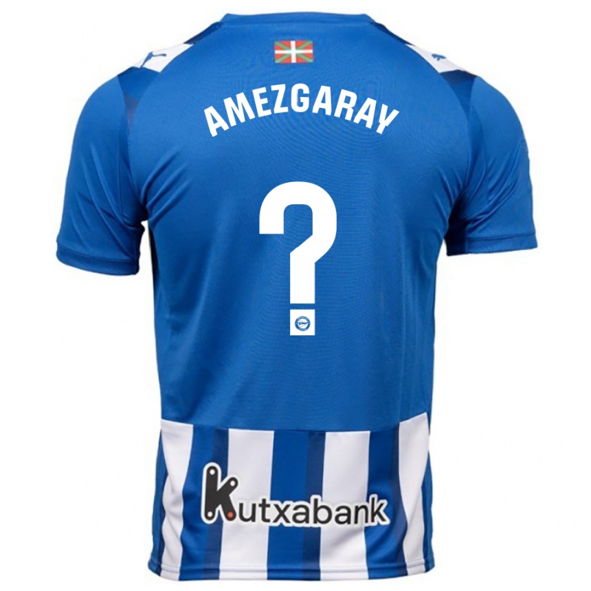 ילדים כדורגל Ander Amezgaray #0 כחול לבן ג'רזי ביתית 2025/26