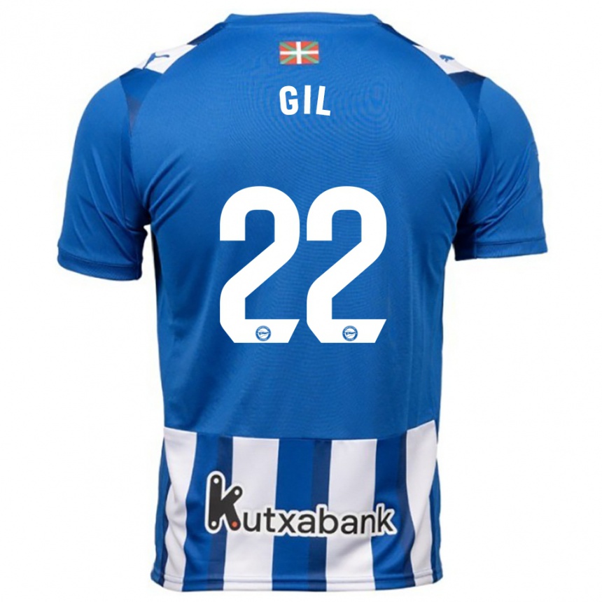 ילדים כדורגל Raquel Gil #22 כחול לבן ג'רזי ביתית 2025/26