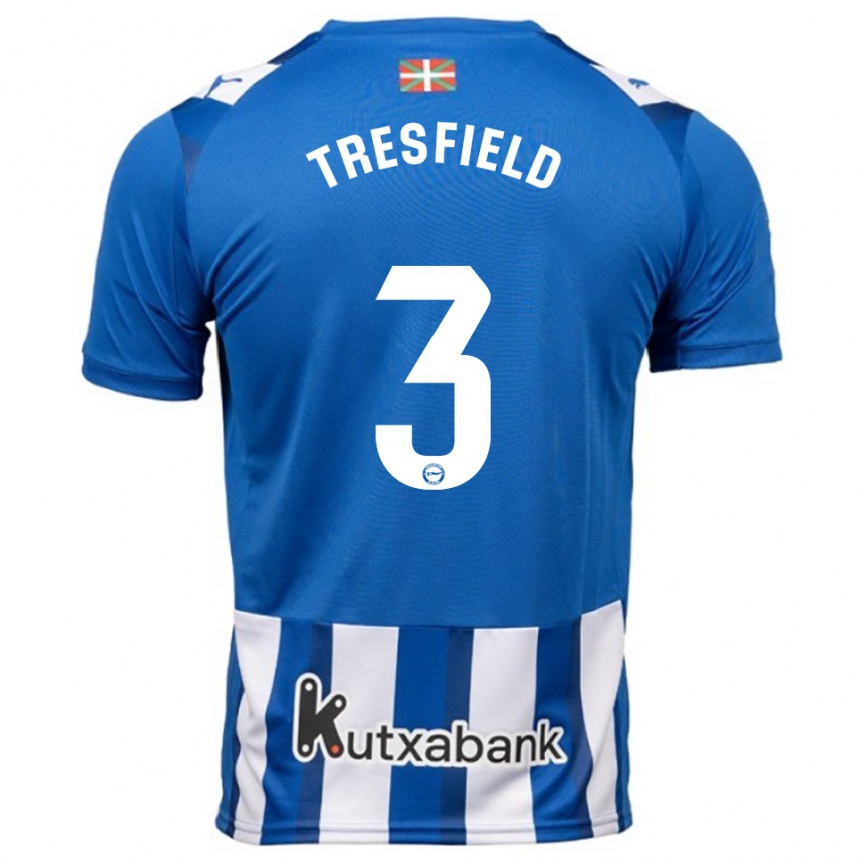 ילדים כדורגל Laurène Tresfield #3 כחול לבן ג'רזי ביתית 2025/26