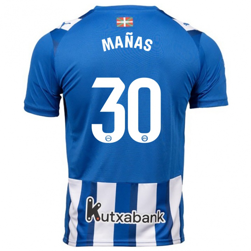 ילדים כדורגל Aitor Mañas #30 כחול לבן ג'רזי ביתית 2025/26