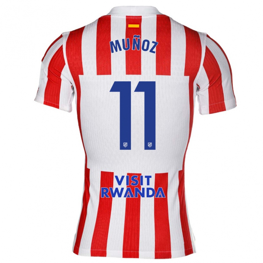 ילדים כדורגל Dani Muñoz #11 אדום לבן ג'רזי ביתית 2025/26