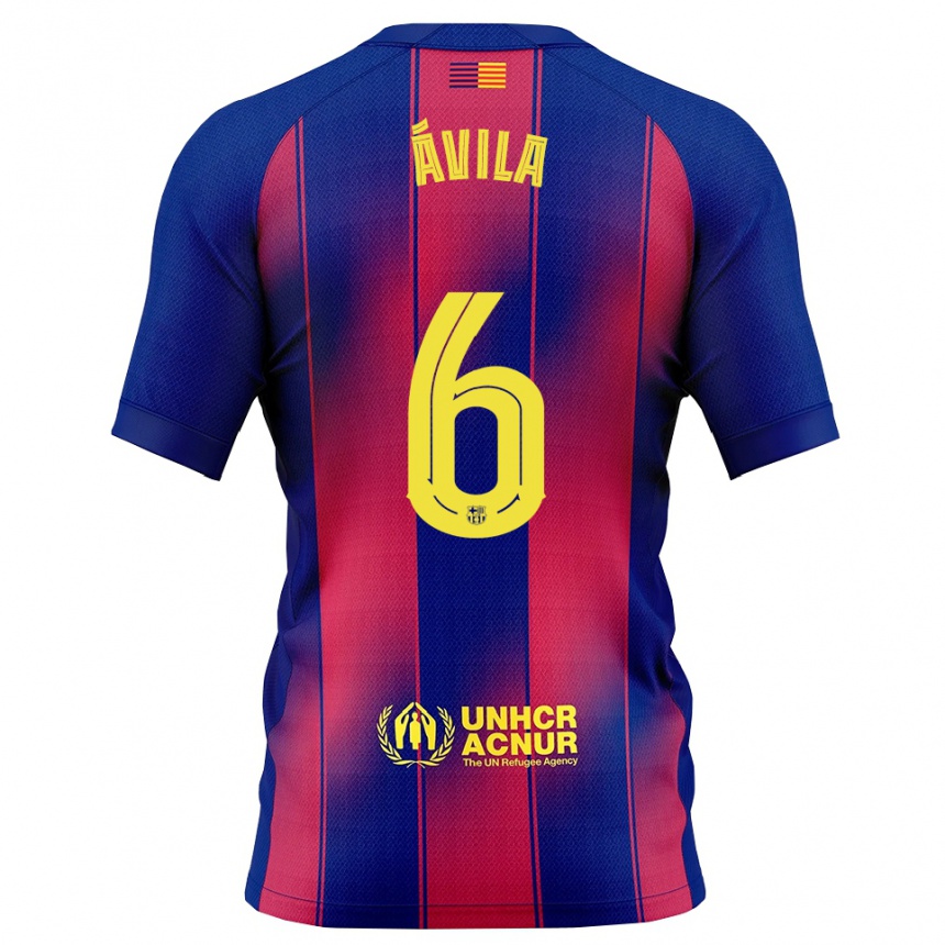 ילדים כדורגל Dani Ávila #6 כחול אדום ג'רזי ביתית 2025/26