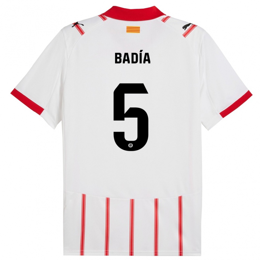ילדים כדורגל Guillem Badía #5 לבן אדום ג'רזי ביתית 2025/26