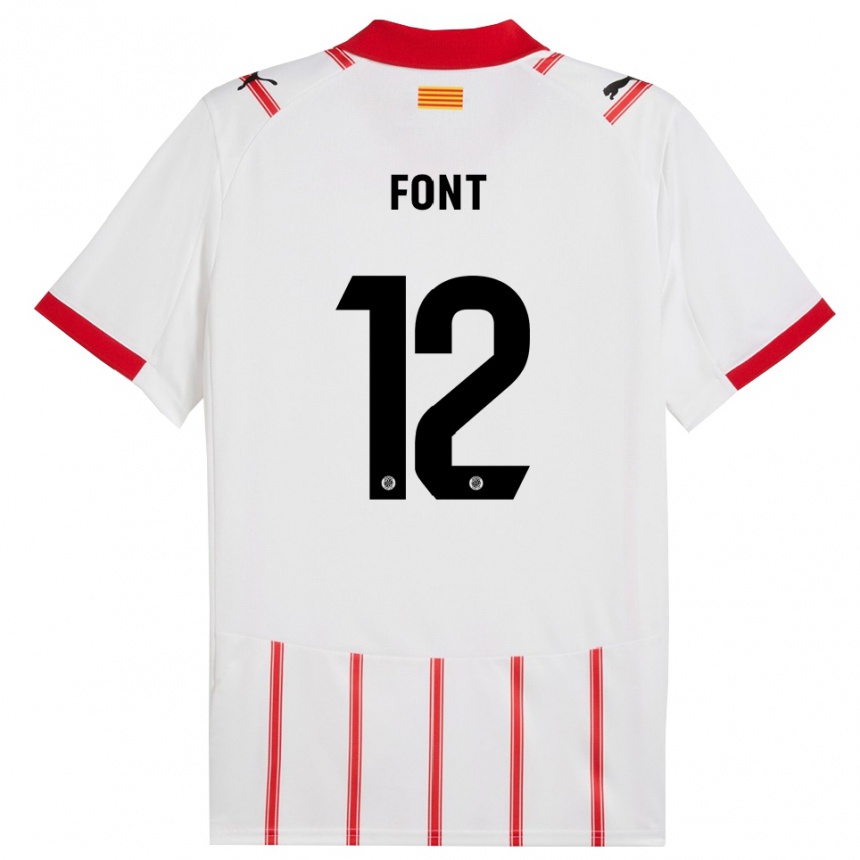 ילדים כדורגל Jordi Font #12 לבן אדום ג'רזי ביתית 2025/26