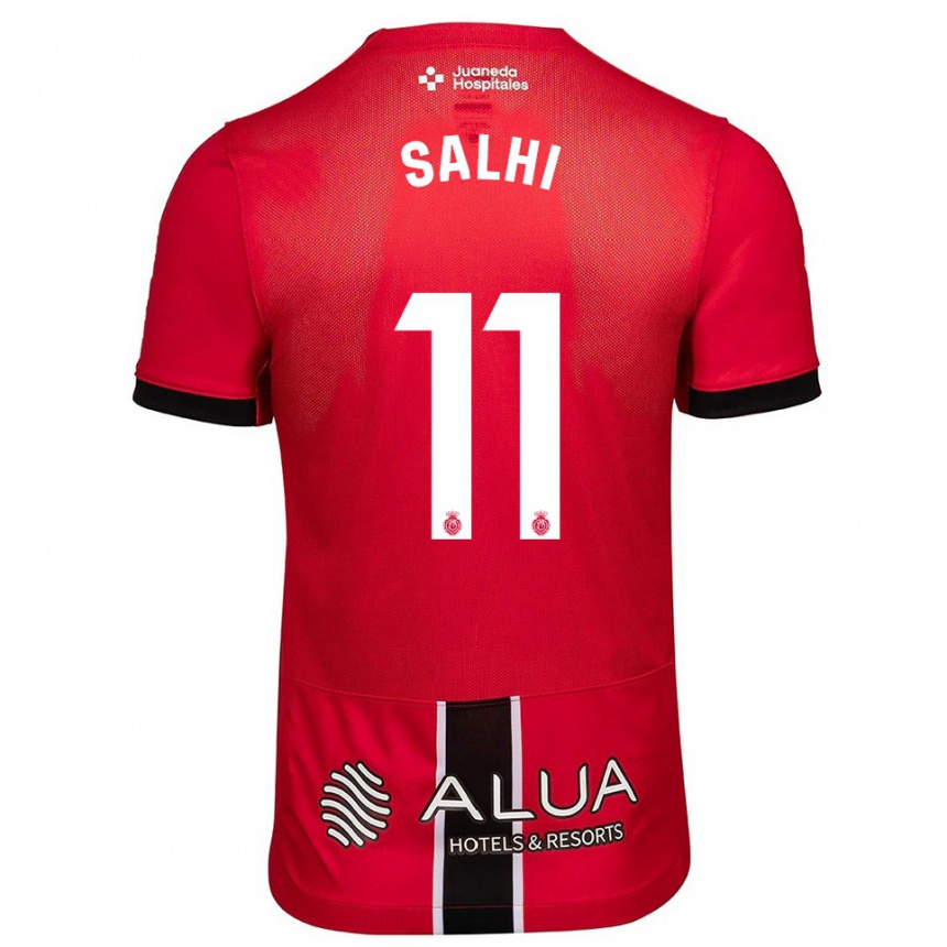 ילדים כדורגל Iliesse Salhi #11 אדום שחור ג'רזי ביתית 2025/26