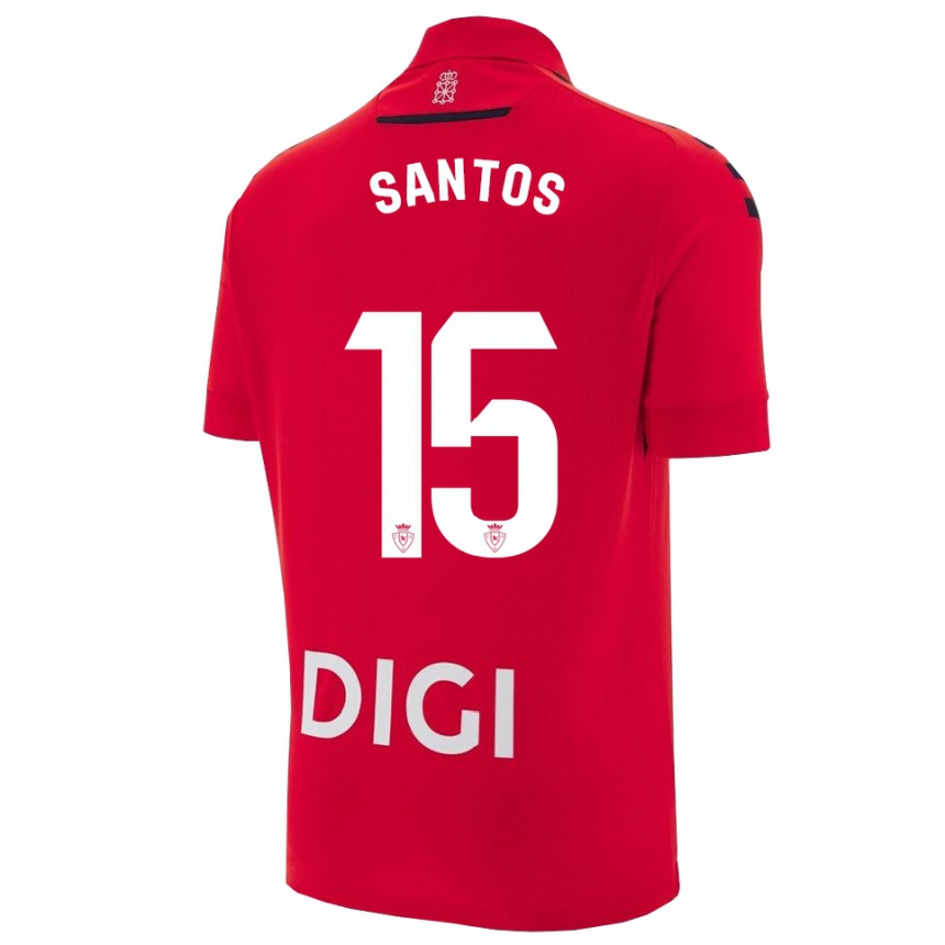 ילדים כדורגל Unai Santos #15 אדום שחור ג'רזי ביתית 2025/26