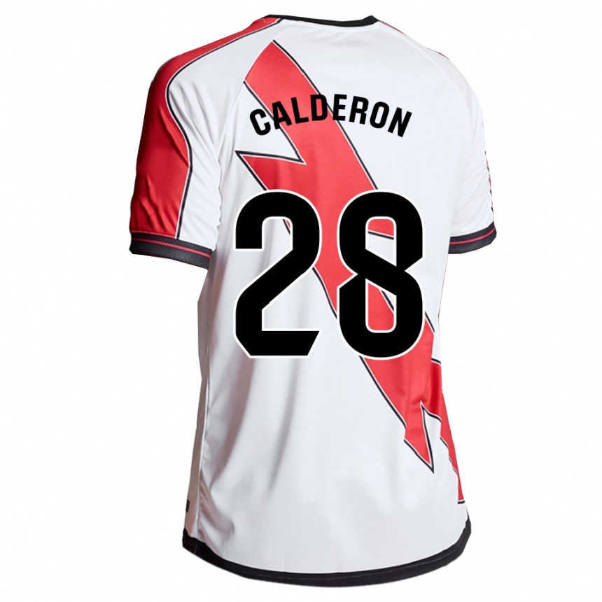 ילדים כדורגל Esther Calderón #28 לבן אדום ג'רזי ביתית 2025/26