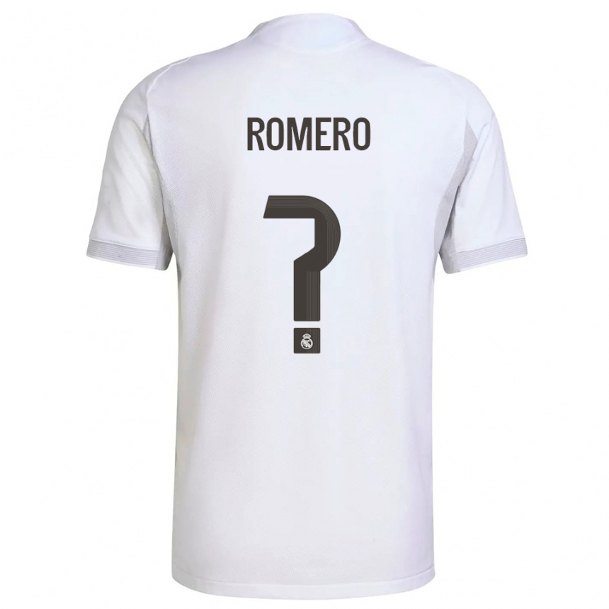 ילדים כדורגל Manu Romero #0 לבן צהוב ג'רזי ביתית 2025/26