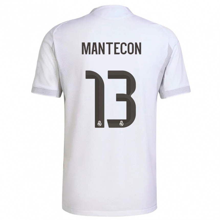 ילדים כדורגל הוגו מנטקון #13 לבן צהוב ג'רזי ביתית 2025/26