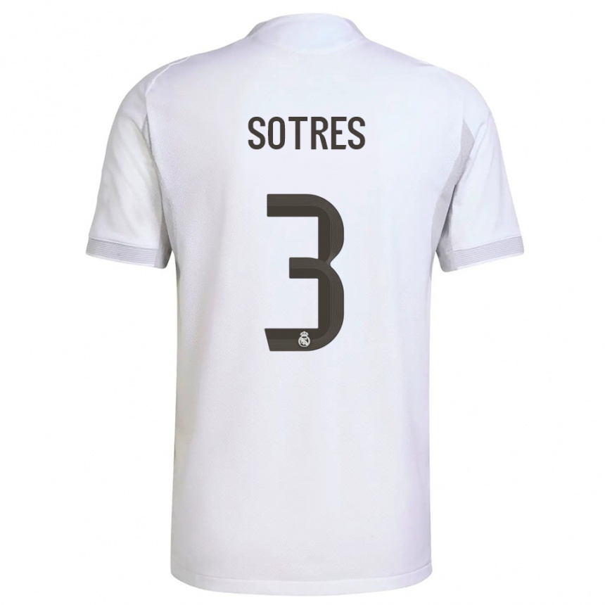 ילדים כדורגל Alfredo Sotres #3 לבן צהוב ג'רזי ביתית 2025/26