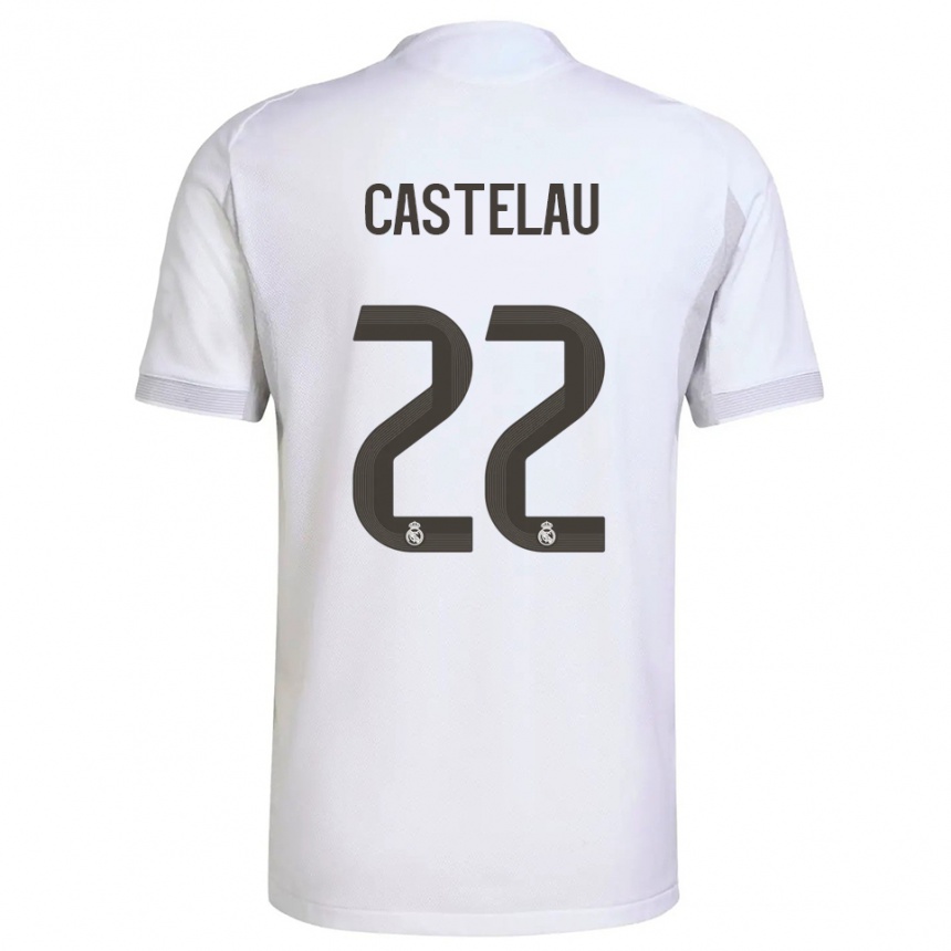 ילדים כדורגל Alber Castelau #22 לבן צהוב ג'רזי ביתית 2025/26