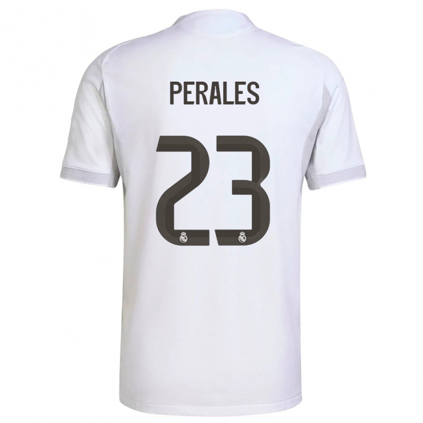 ילדים כדורגל Miguel Perales #23 לבן צהוב ג'רזי ביתית 2025/26
