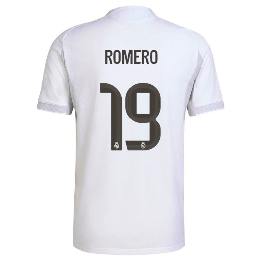 ילדים כדורגל Alfonso Romero #19 לבן צהוב ג'רזי ביתית 2025/26