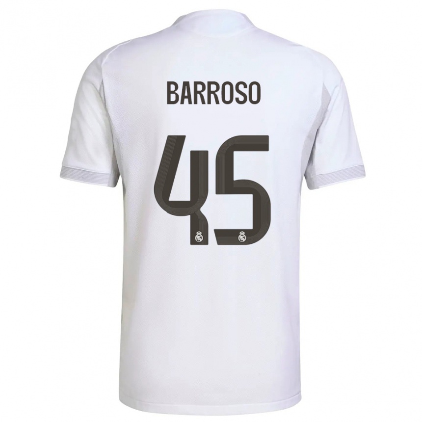 ילדים כדורגל Jaime Barroso #45 לבן צהוב ג'רזי ביתית 2025/26