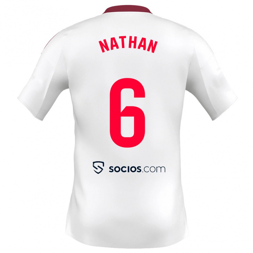 ילדים כדורגל Nathan Sánchez #6 לבן אדום ג'רזי ביתית 2025/26