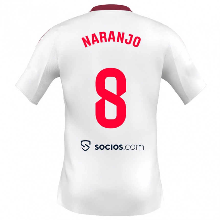 ילדים כדורגל מריו נארנג'ו #8 לבן אדום ג'רזי ביתית 2025/26