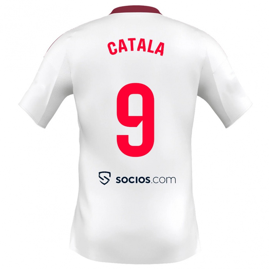 ילדים כדורגל רובן קטלה #9 לבן אדום ג'רזי ביתית 2025/26