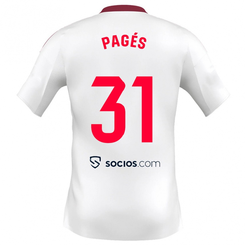 ילדים כדורגל Lukas Pagés #31 לבן אדום ג'רזי ביתית 2025/26
