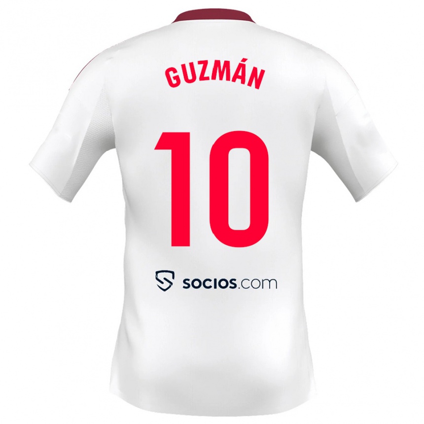 ילדים כדורגל Gonzalo Guzmán #10 לבן אדום ג'רזי ביתית 2025/26