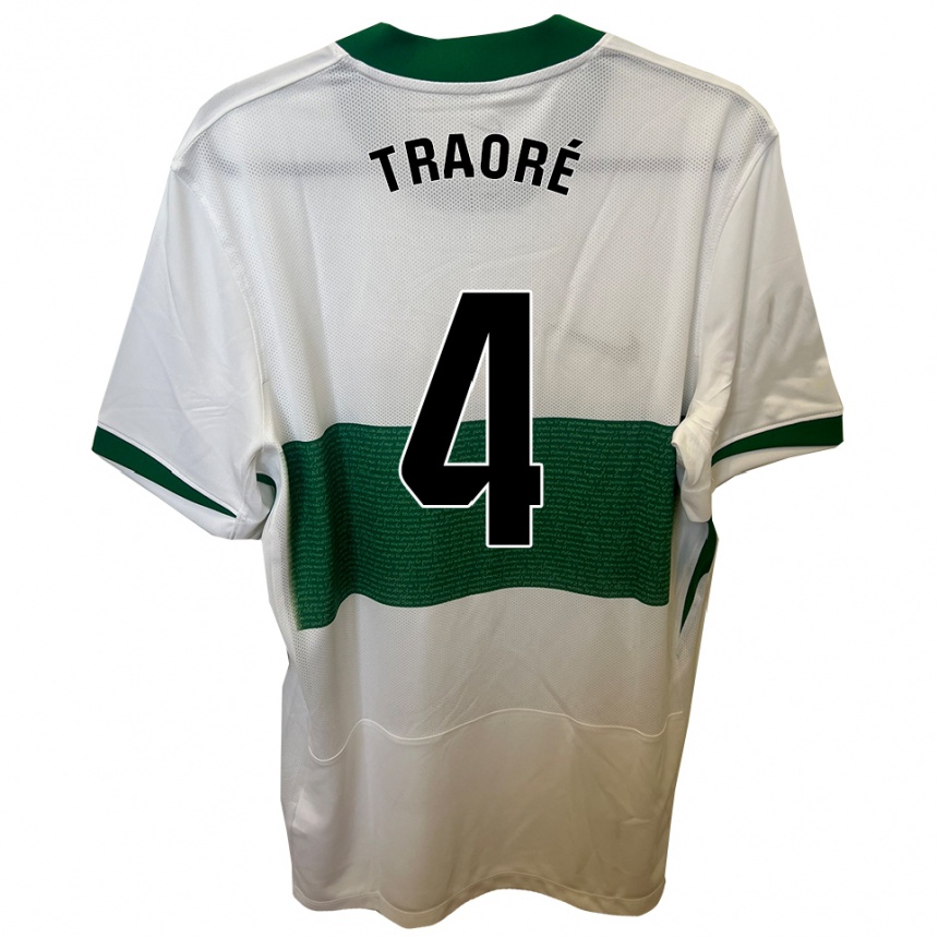 ילדים כדורגל באקארי טראורה טונקרה #4 לבן ירוק ג'רזי ביתית 2025/26