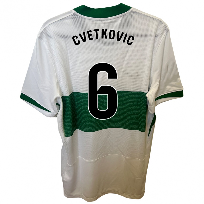 ילדים כדורגל Novak Cvetkovic #6 לבן ירוק ג'רזי ביתית 2025/26