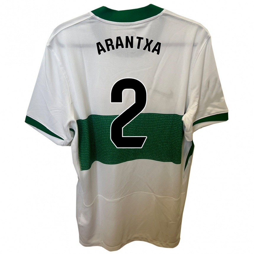 ילדים כדורגל Arantxa Perez Ochando #2 לבן ירוק ג'רזי ביתית 2025/26