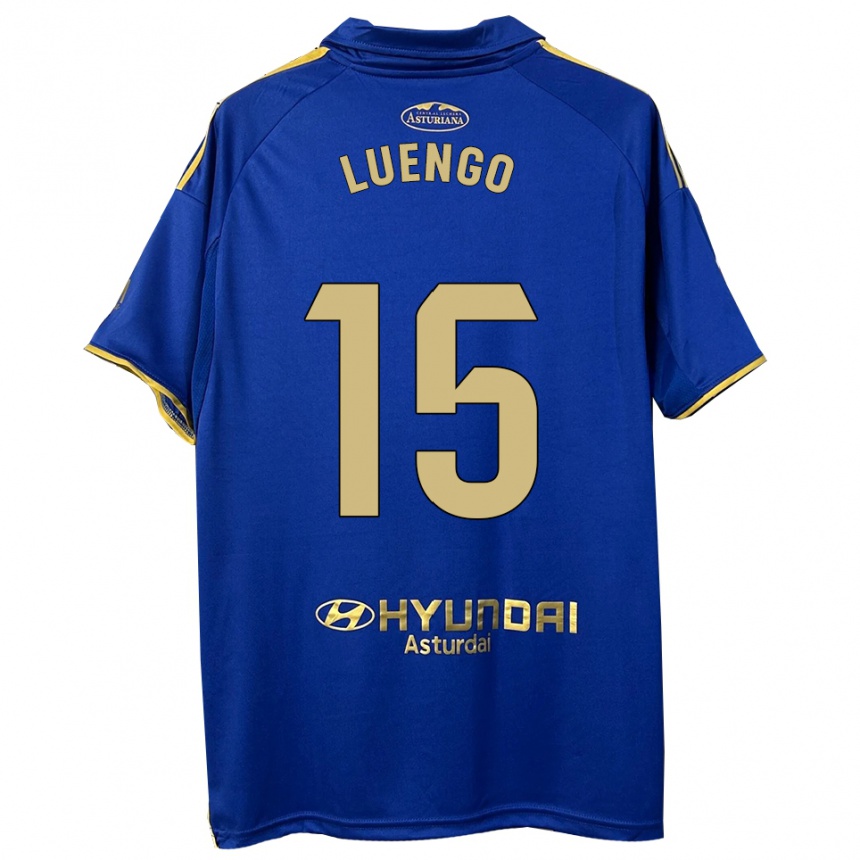 ילדים כדורגל Oier Luengo #15 כחול זהב ג'רזי ביתית 2025/26