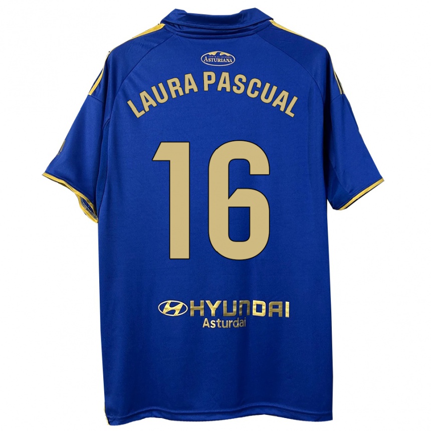 ילדים כדורגל Laura Pascual #16 כחול זהב ג'רזי ביתית 2025/26