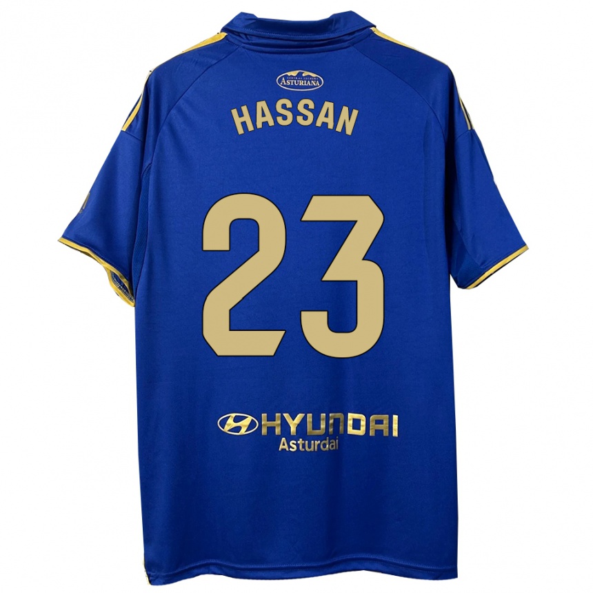 ילדים כדורגל Haissem Hassan #23 כחול זהב ג'רזי ביתית 2025/26