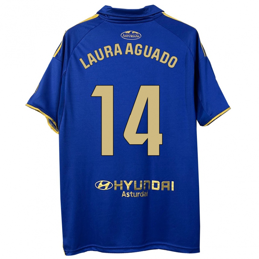 ילדים כדורגל Laura Aguado #14 כחול זהב ג'רזי ביתית 2025/26