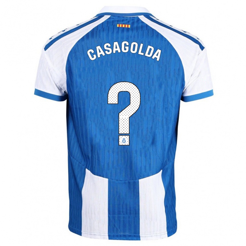 ילדים כדורגל Pau Casagolda #0 כחול לבן ג'רזי ביתית 2025/26
