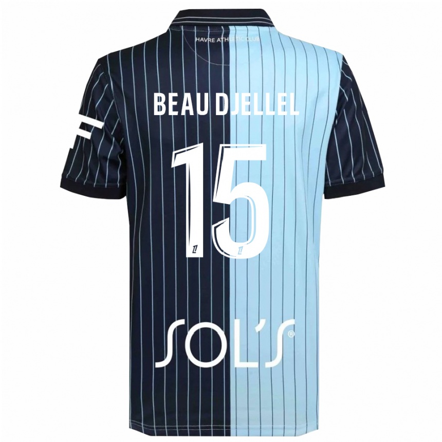 ילדים כדורגל Yanis Beau Djellel #15 כחול נייבי תכלת ג'רזי ביתית 2025/26