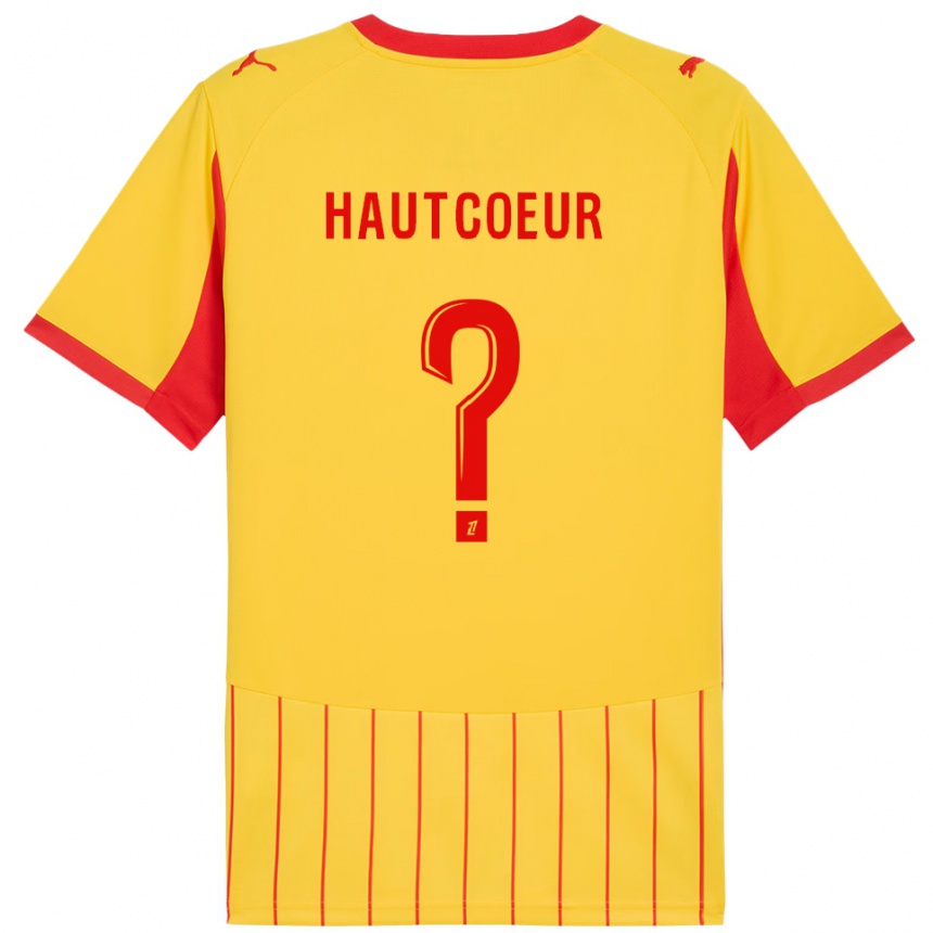ילדים כדורגל Agathe Hautcoeur #0 צהוב אדום ג'רזי ביתית 2025/26