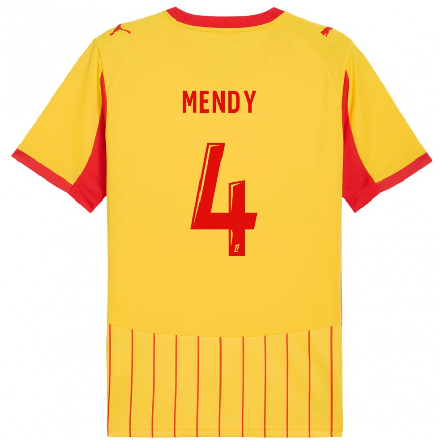 ילדים כדורגל Ellijah Mendy #4 צהוב אדום ג'רזי ביתית 2025/26