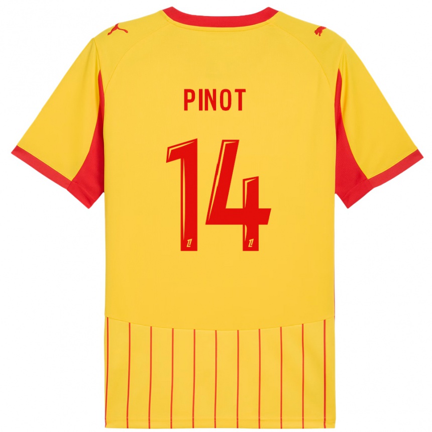 ילדים כדורגל Laurine Pinot #14 צהוב אדום ג'רזי ביתית 2025/26
