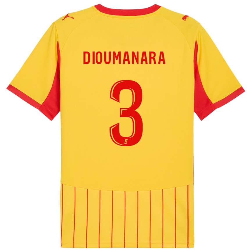 ילדים כדורגל Sidi Dioumanara #3 צהוב אדום ג'רזי ביתית 2025/26