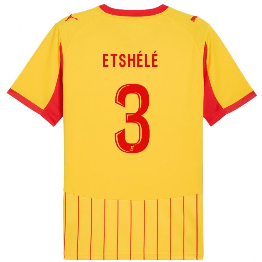 ילדים כדורגל Pitshou Etshélé #3 צהוב אדום ג'רזי ביתית 2025/26