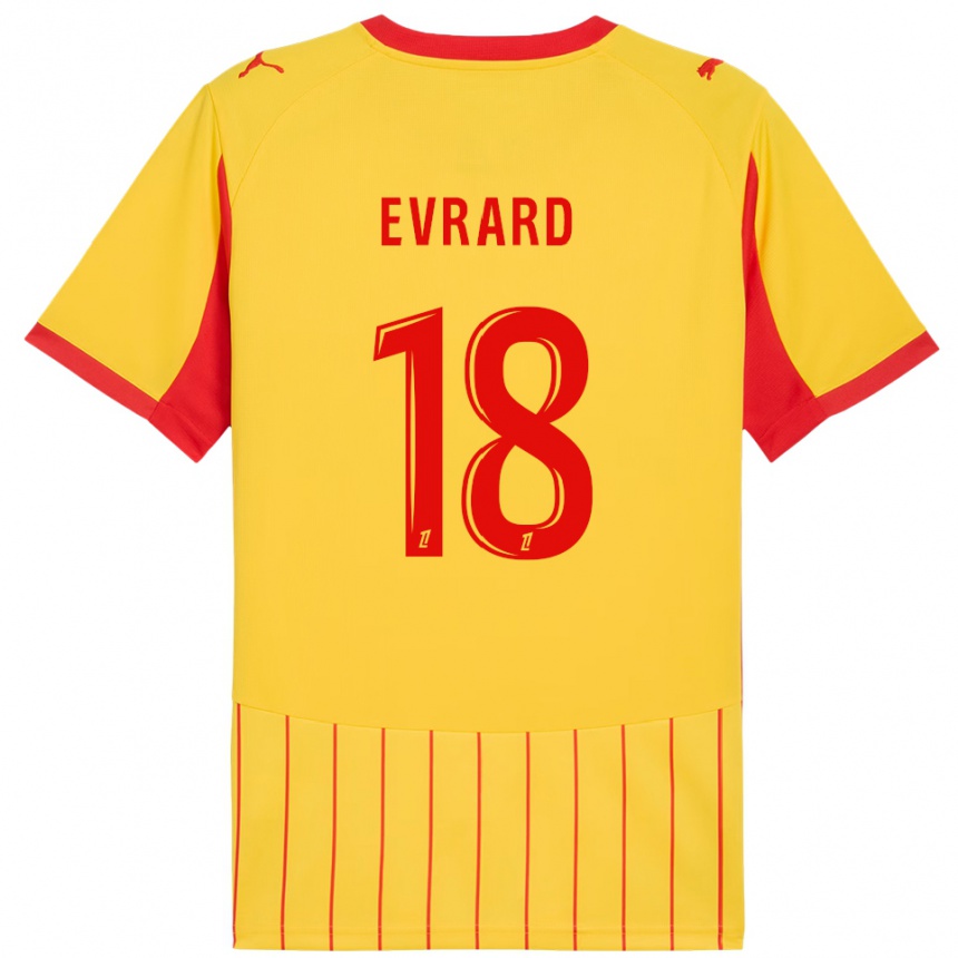 ילדים כדורגל Julia Evrard #18 צהוב אדום ג'רזי ביתית 2025/26