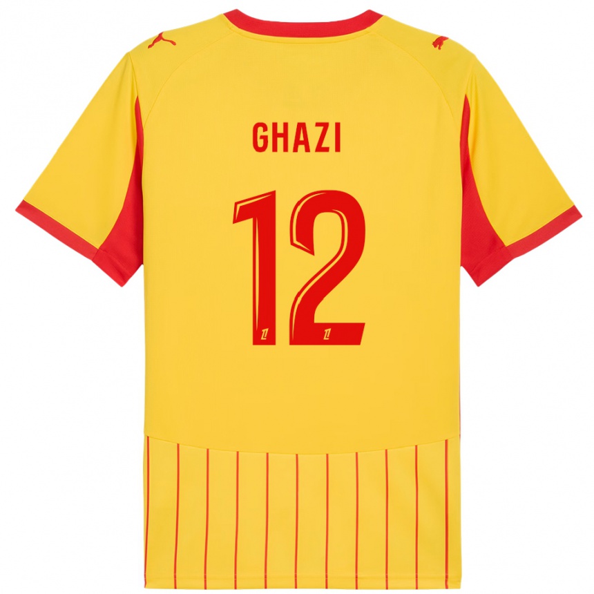 ילדים כדורגל Ali Ghazi #12 צהוב אדום ג'רזי ביתית 2025/26