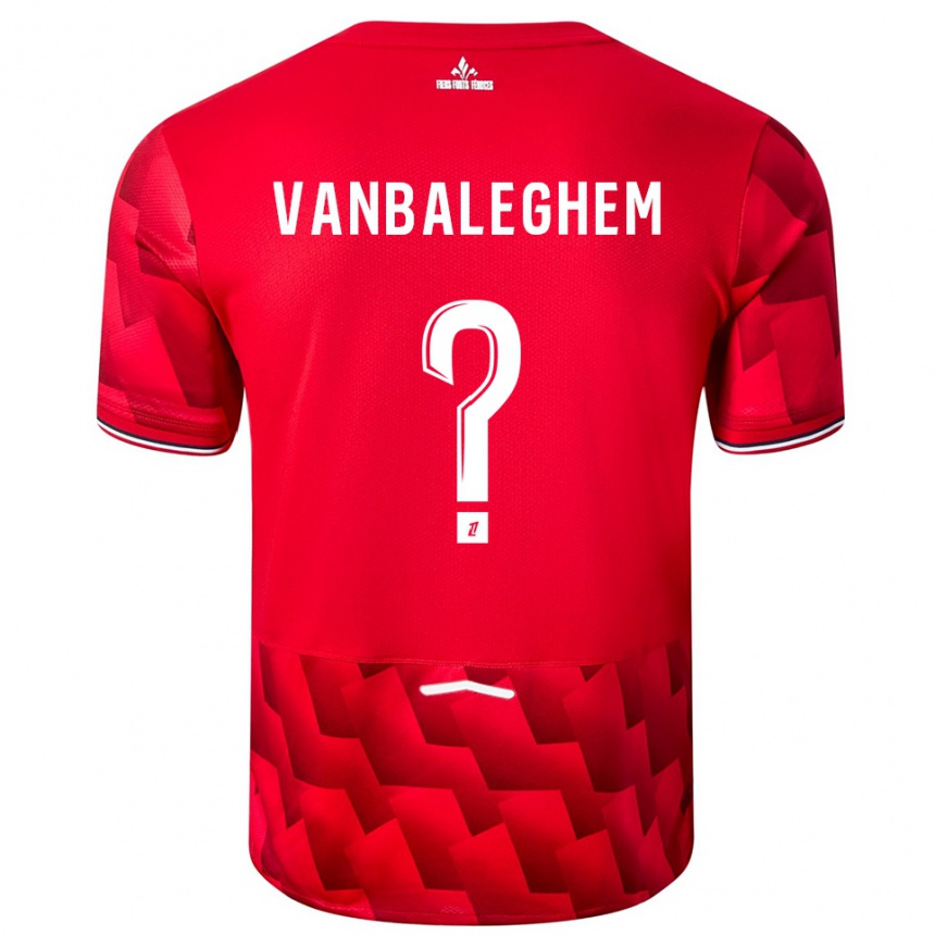 ילדים כדורגל Valentin Vanbaleghem #0 אדום לבן ג'רזי ביתית 2025/26