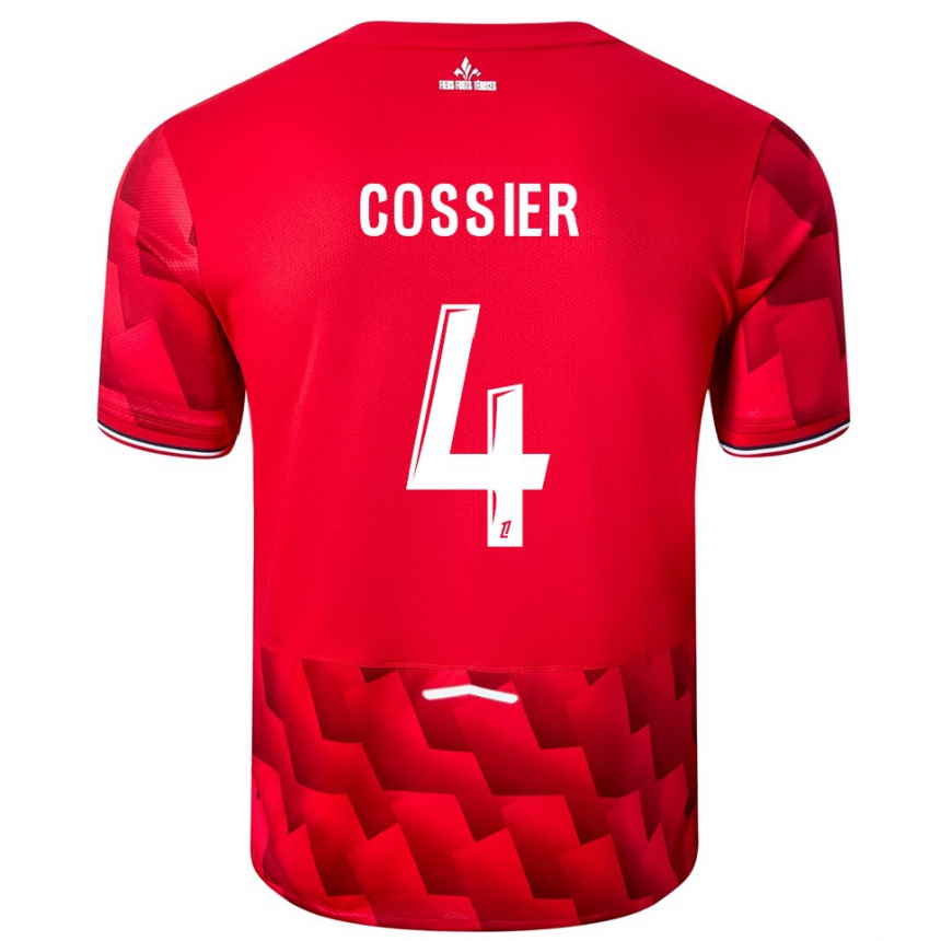 ילדים כדורגל Isaac Cossier #4 אדום לבן ג'רזי ביתית 2025/26