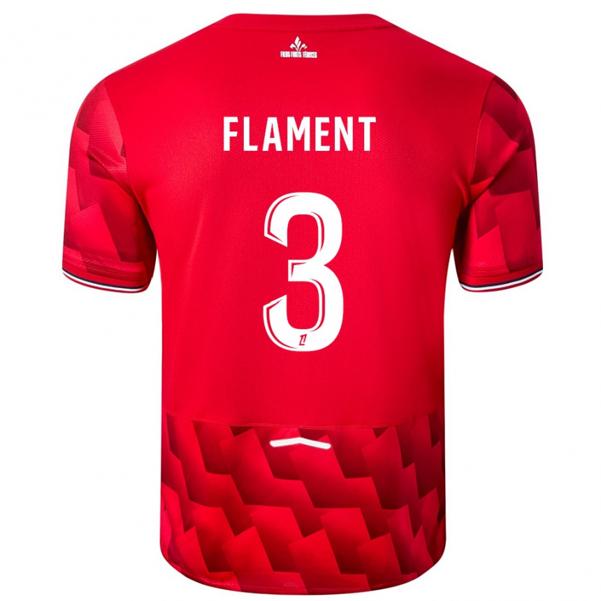 ילדים כדורגל Corentin Flament #3 אדום לבן ג'רזי ביתית 2025/26