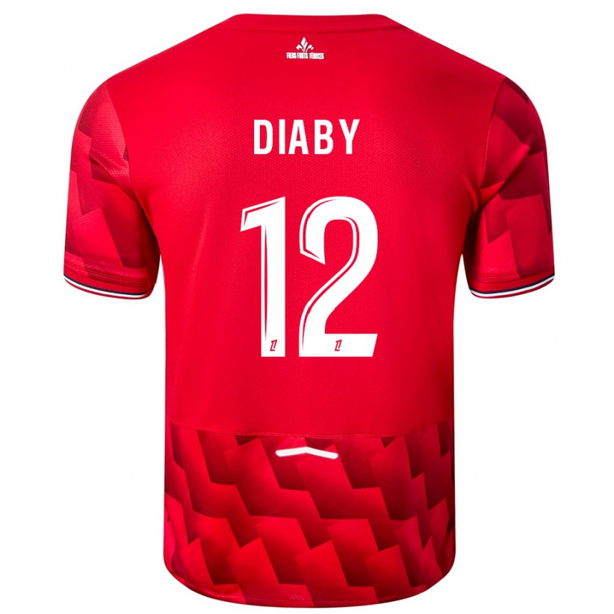 ילדים כדורגל Bafodé Diaby #12 אדום לבן ג'רזי ביתית 2025/26