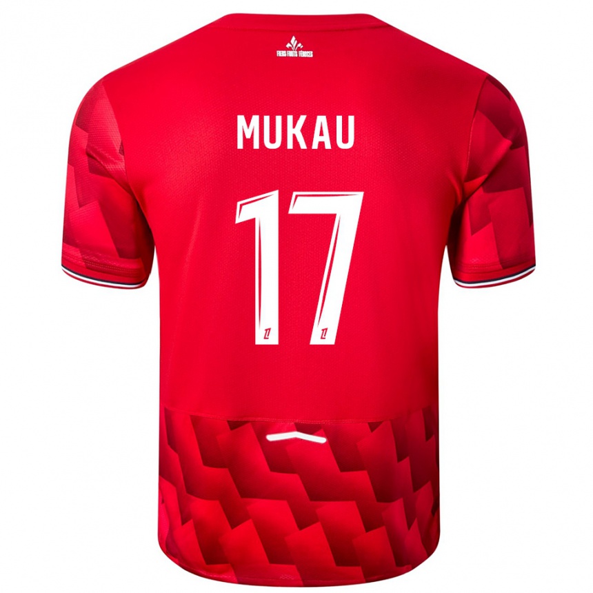 ילדים כדורגל Ngal'ayel Mukau #17 אדום לבן ג'רזי ביתית 2025/26