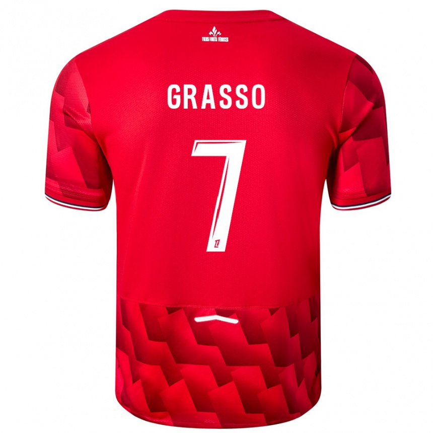 ילדים כדורגל Enzo Grasso #7 אדום לבן ג'רזי ביתית 2025/26