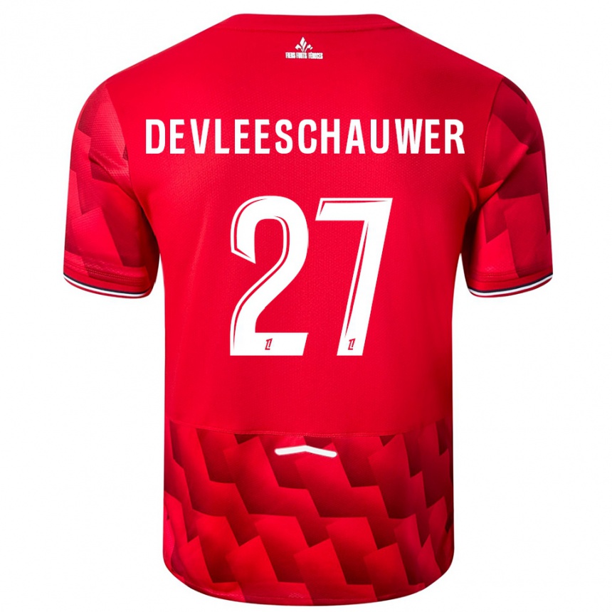 ילדים כדורגל Gwenaëlle Devleeschauwer #27 אדום לבן ג'רזי ביתית 2025/26